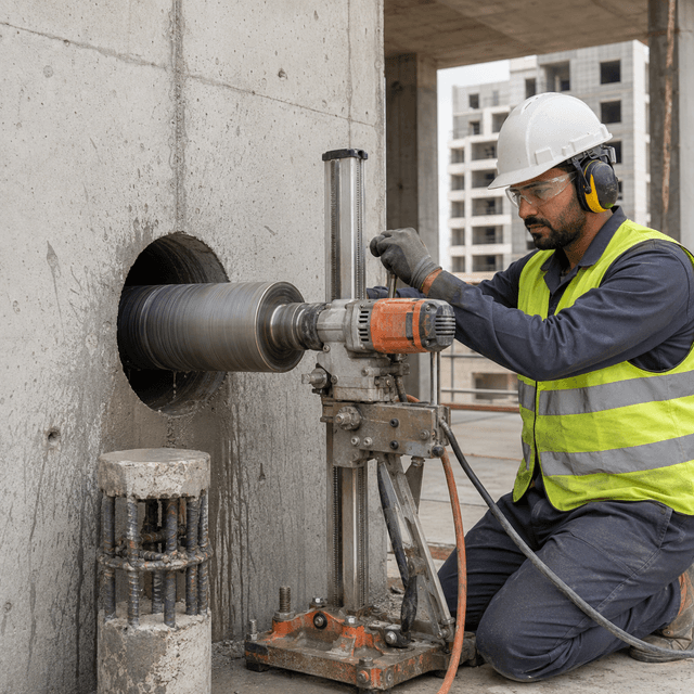 فتحات كور بالرياض | تخريم الخرسانة المسلحة بدقة